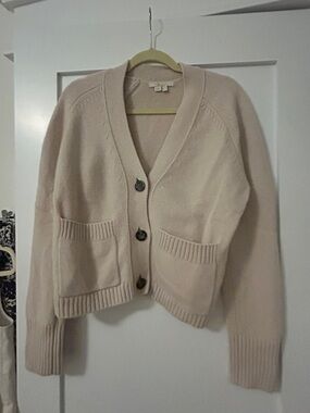 Boden cashmere Women's Cream Button-Front Cardigan Sweater